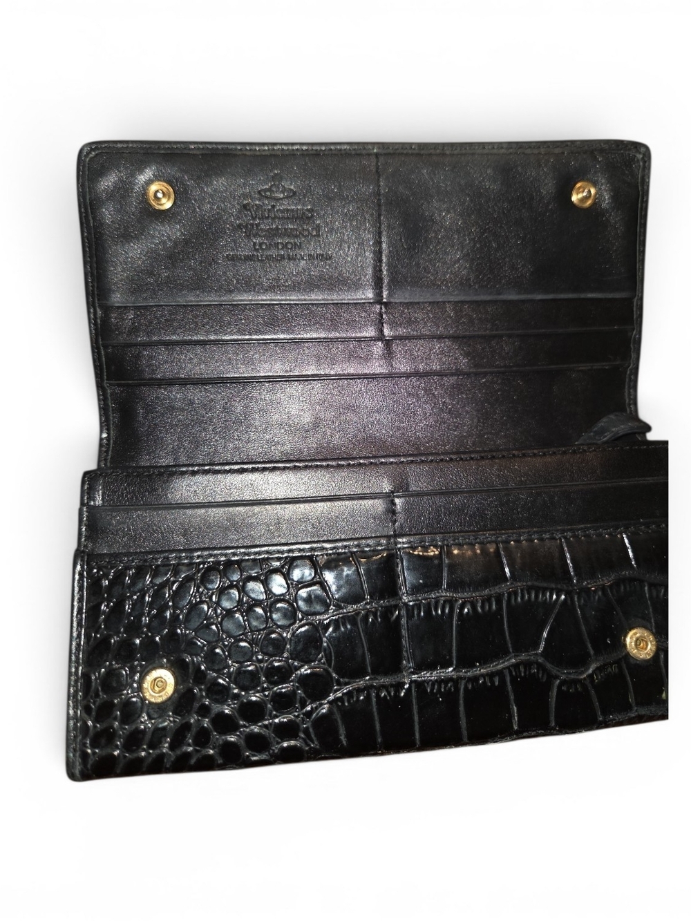Vivienne Westwood Black Croc-Embossed Wallet - Picture 7 of 9